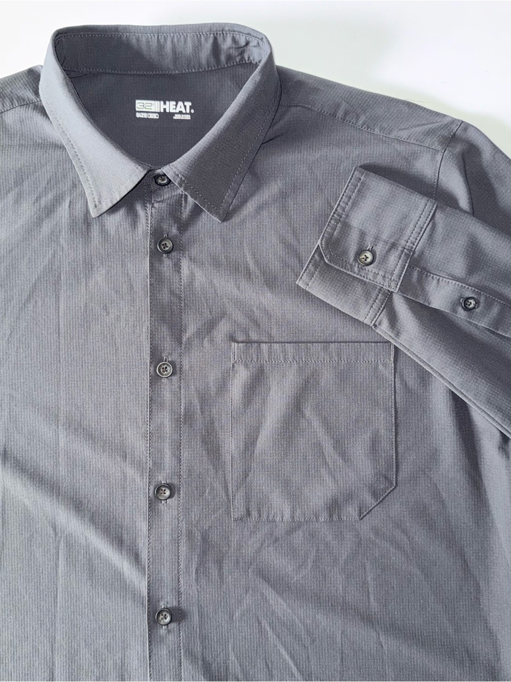 32 Degrees Heat Button Down Shirt Men’s M Gray Stretch